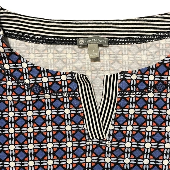 Talbots Short Sleeve Blue and Orange Geometric Shape Top Size S - Picture 6 of 7
